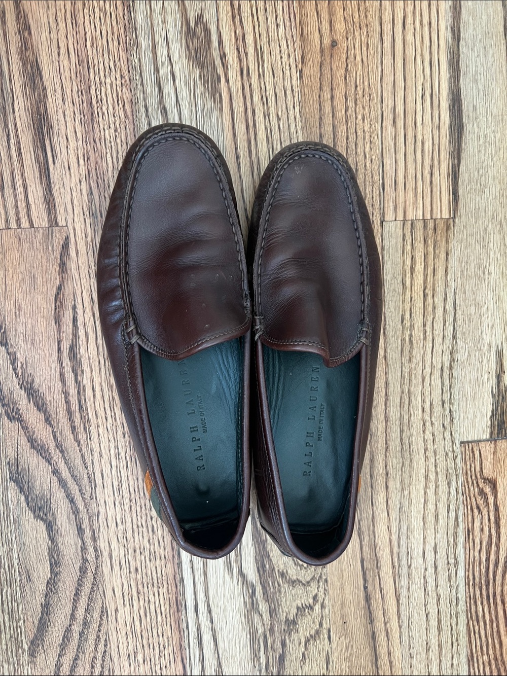 Ralph Lauren Brown Leather Slip-On Loafers - Picture 3 of 7